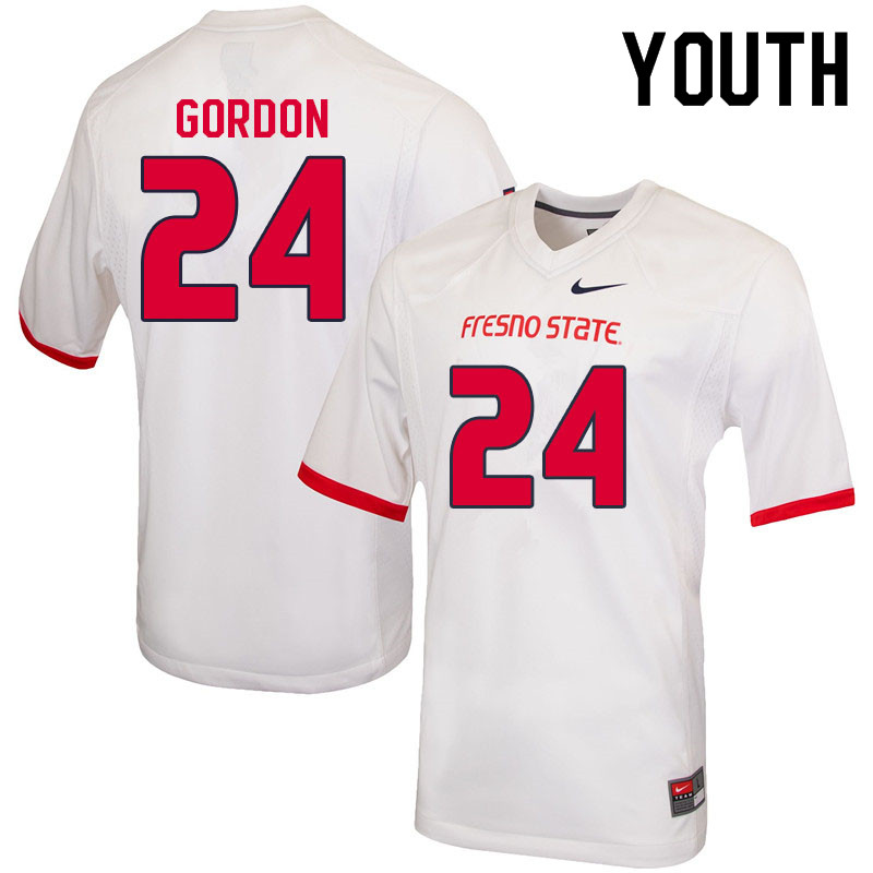 Youth #24 Chrishawn Gordon Fresno State Bulldogs College Football Jerseys Sale-White